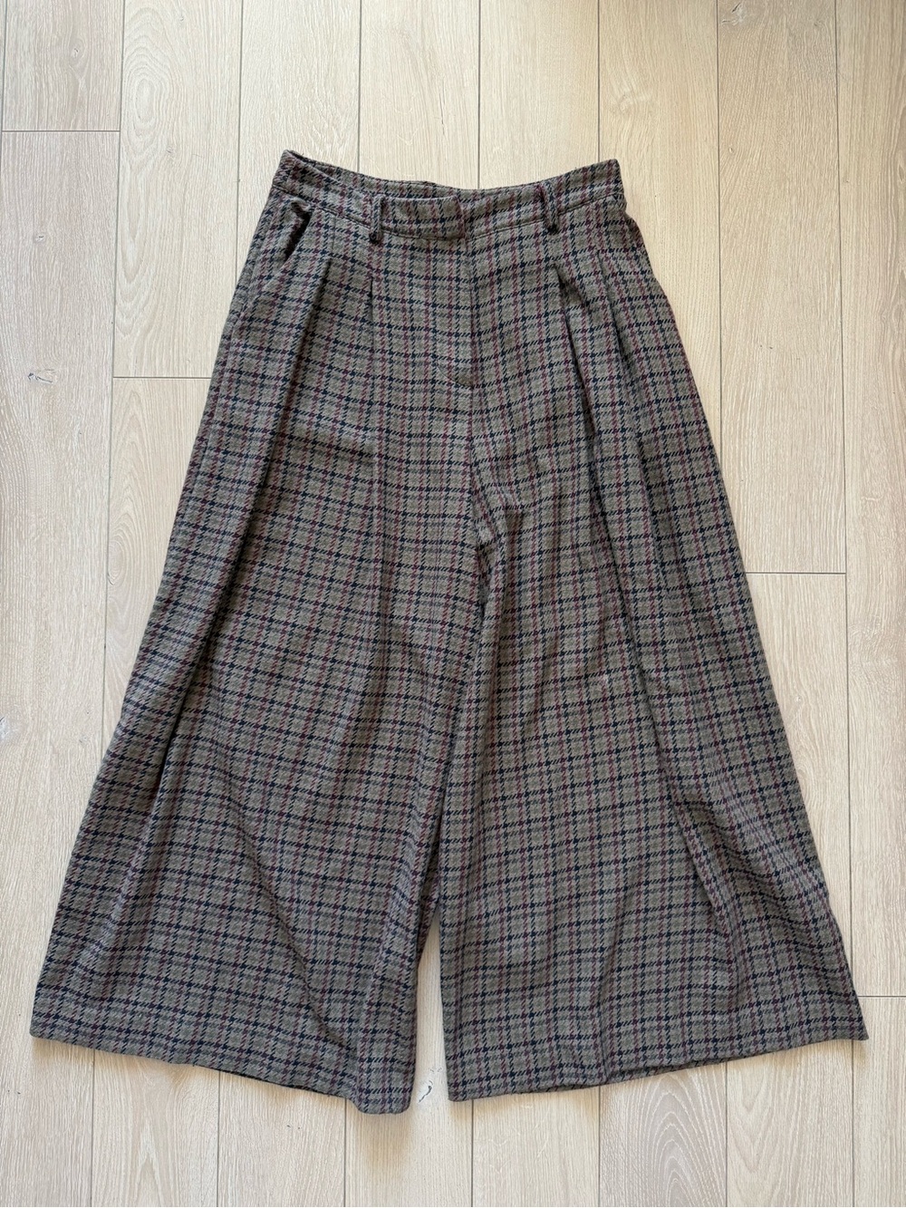 Humility Kohiro Plaid Wide Leg Trousers Brown Burgundy Women’s Size 38EU/ 6US